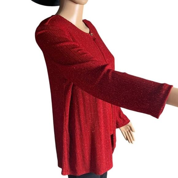Coldwater Creek Women's M/L Two Piece Jacket & Tank Red Sequin Holiday Glitter - Picture 4 of 14